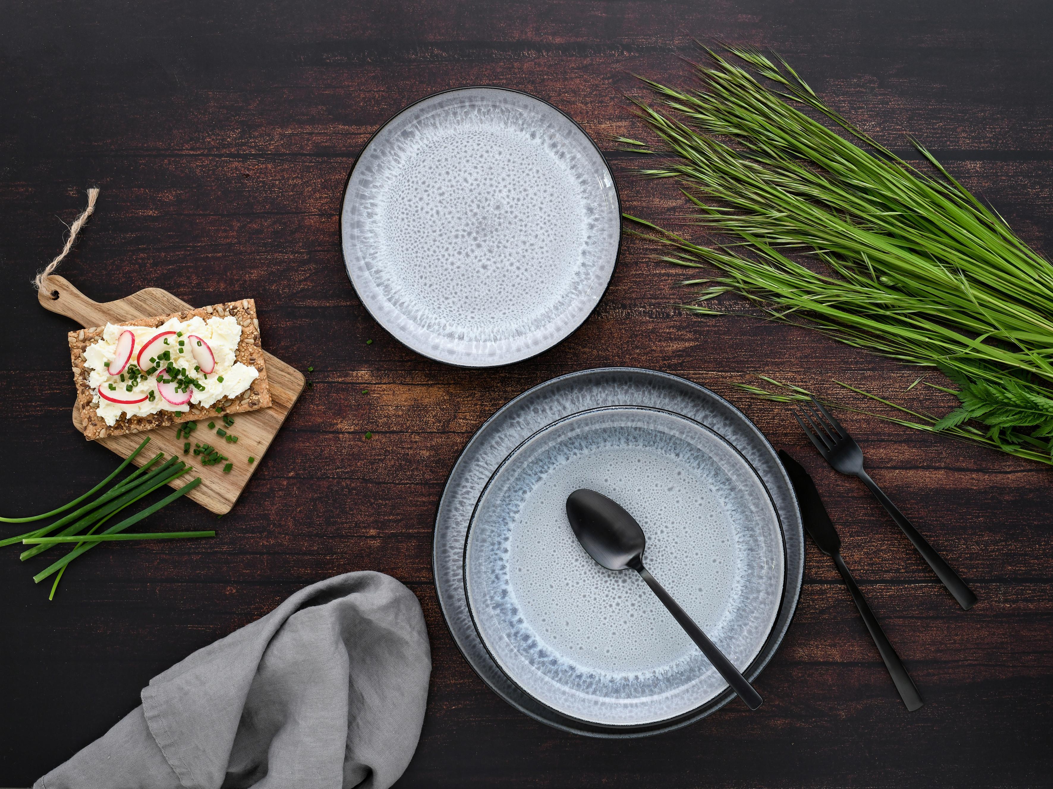 Tafelservice Nordic Fjord Hellgrau, 18-teilig - Hellgrau, Trend, Keramik - Creatable