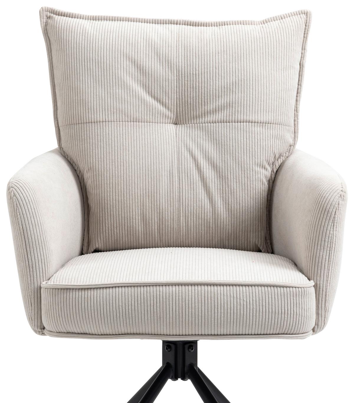 KRZESŁO Z PODŁOKIETNIKAMI POINT - beżowy, Design, metal/tkanina (60/95/67cm) - Novel