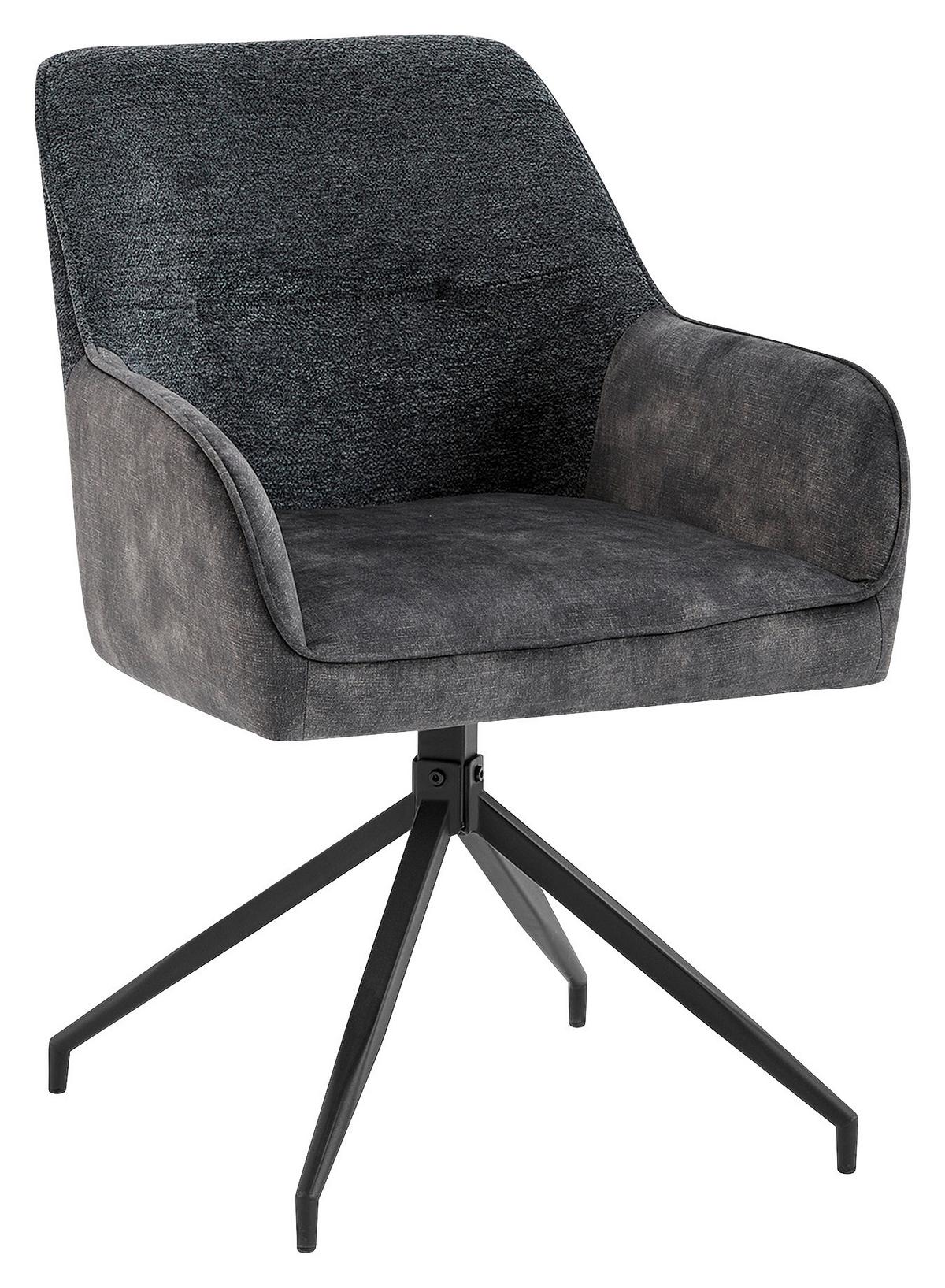 Stuhlset JACKY Anthrazit, Samt - Anthrazit/Schwarz, MODERN, Textil/Metall (62/87/56cm) - MID.YOU