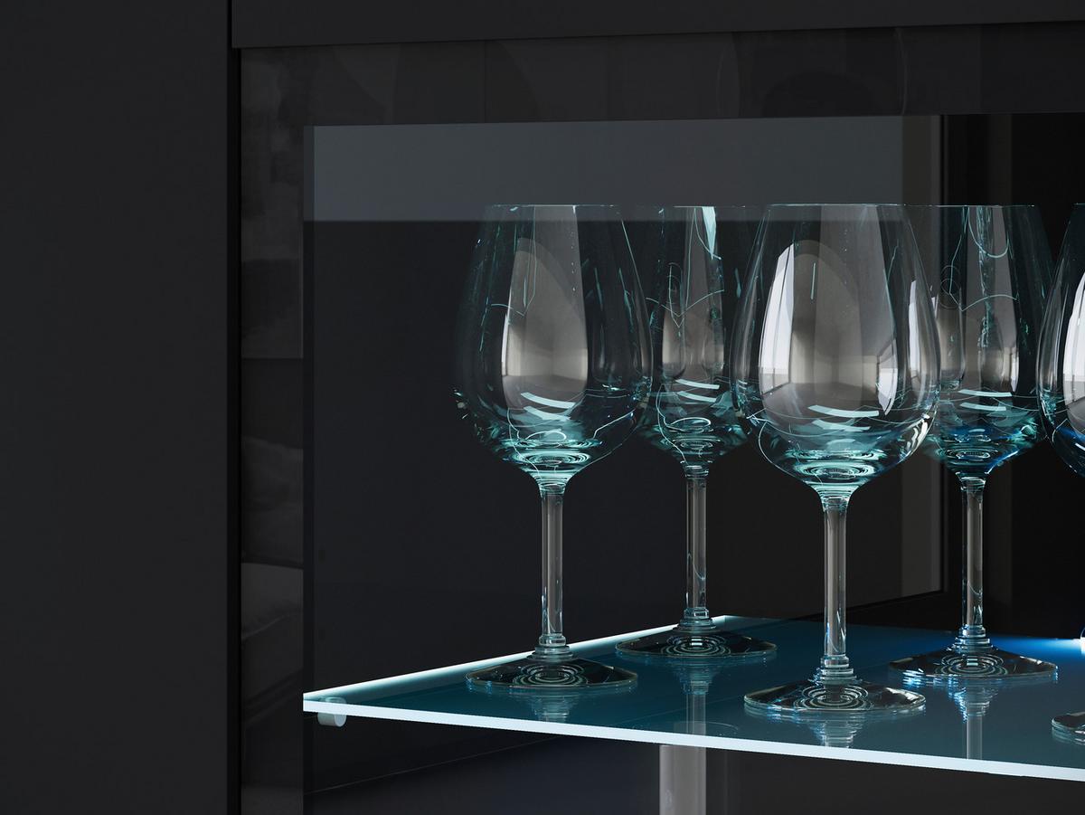 Visoka Komoda Vera 120, Črna, Led - črna/siva, Trend, umetna masa/steklo (120/103,3/39,5cm) - P & B