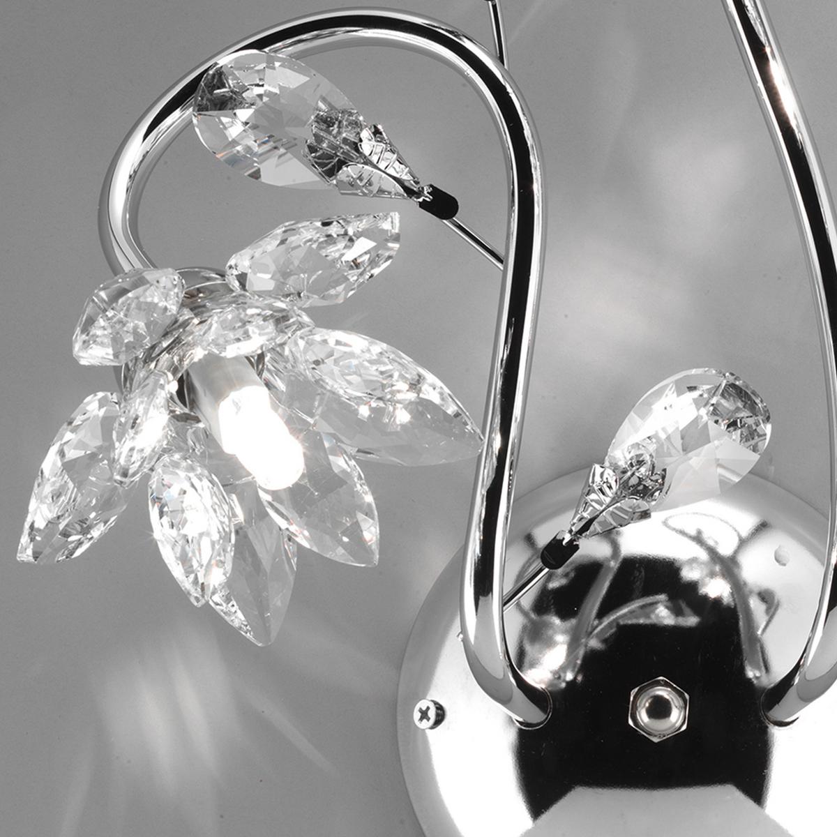 Wandleuchte Ninfea Chromfarben max. 3 Watt - Chromfarben, KONVENTIONELL, Glas/Metall (25/35cm)