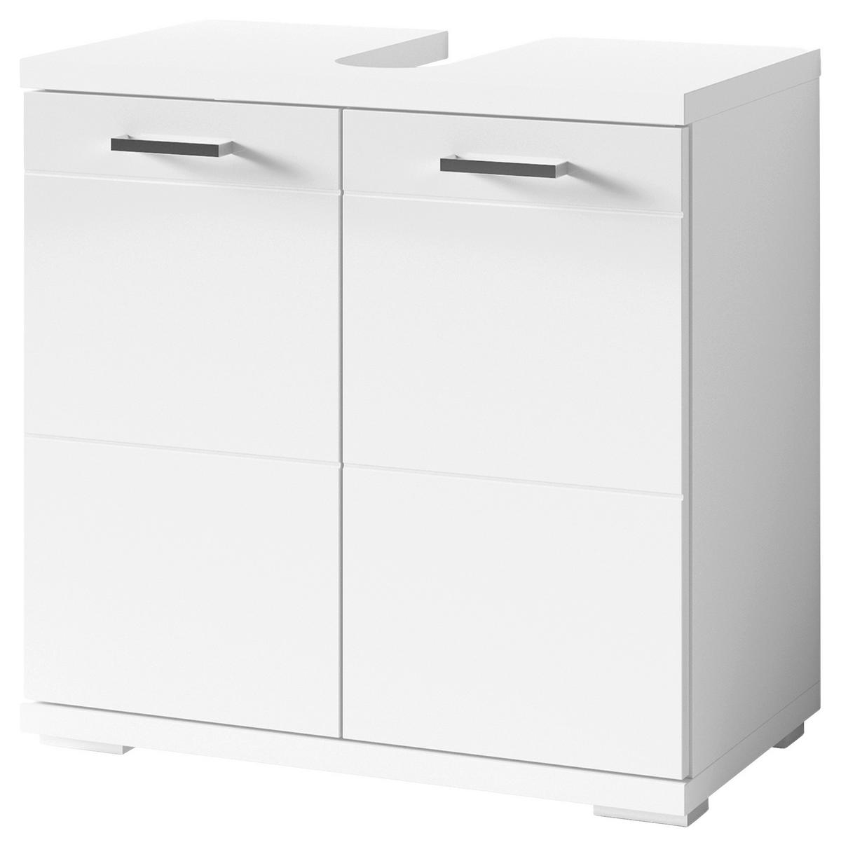 Waschbeckenunterschrank Nebraska B: 60 cm Weiß - Chromfarben/Weiß Hochglanz, MODERN, Holzwerkstoff/Kunststoff (60/59/31,5cm) - MID.YOU