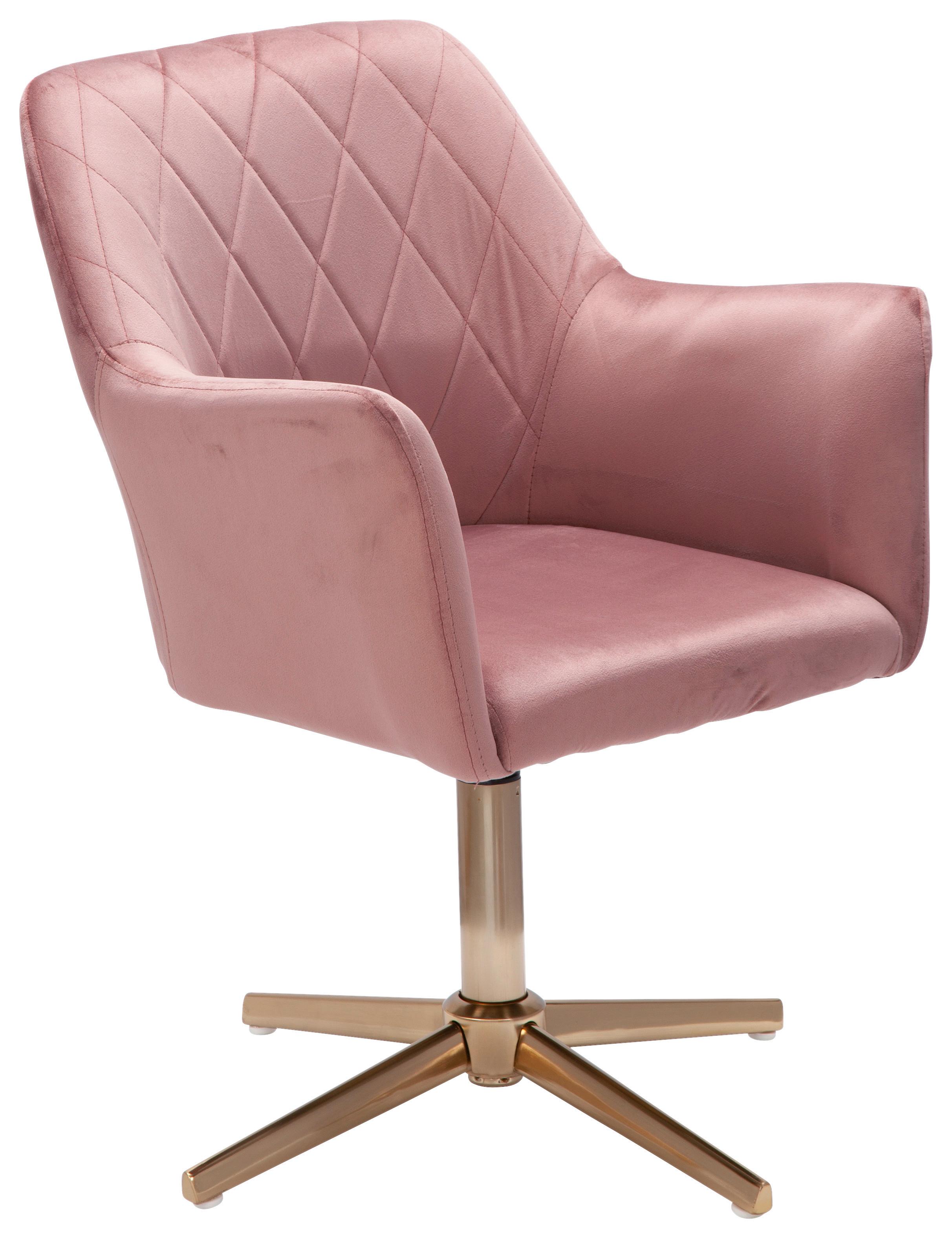 Naslanjač Wl6.306 - zlate barve/roza, Konvencionalno, kovina/tekstil (55/97/55cm) - MID.YOU