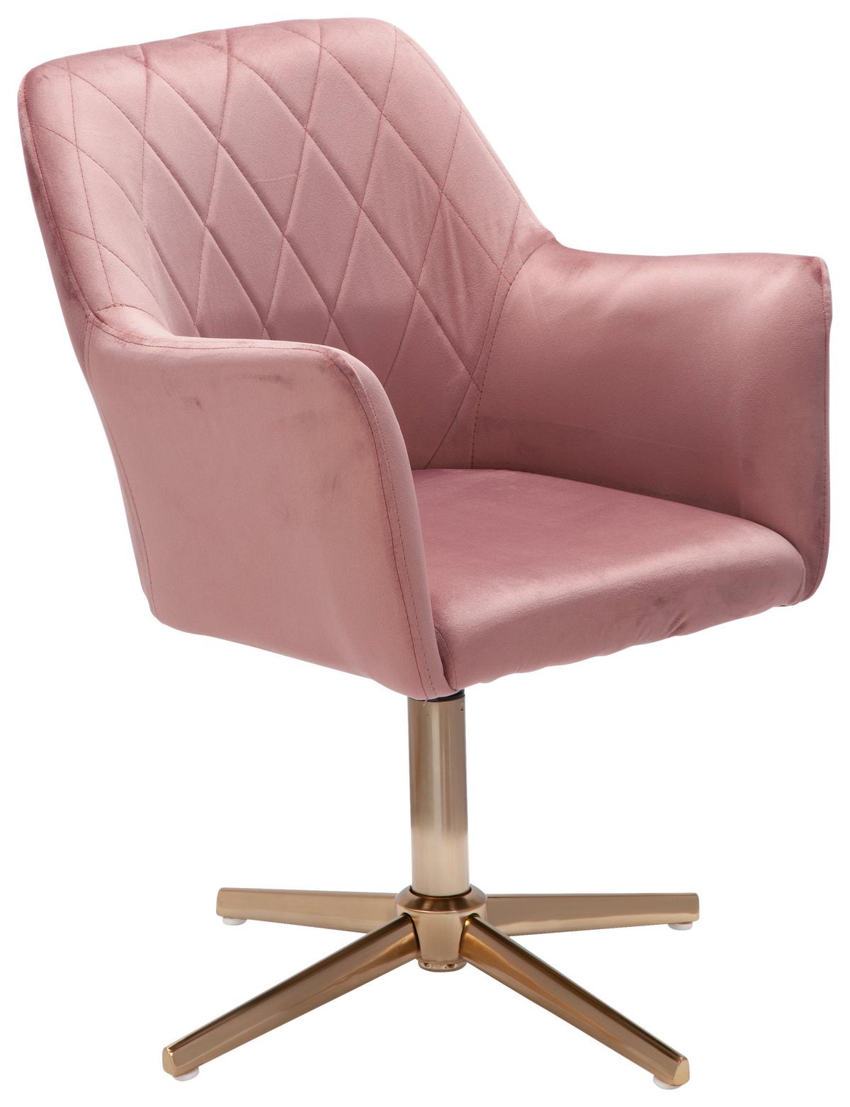 Naslanjač Wl6.306 - zlate barve/roza, Konvencionalno, kovina/tekstil (55/97/55cm) - MID.YOU