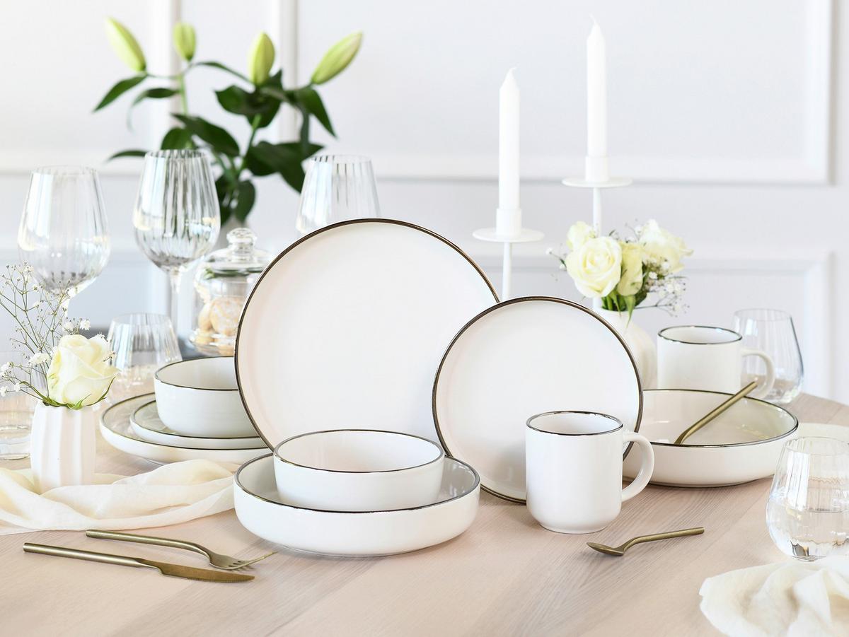 Kombiservice 24790 Nordic Festive Creme - Goldfarben/Creme, Basics, Keramik - Creatable