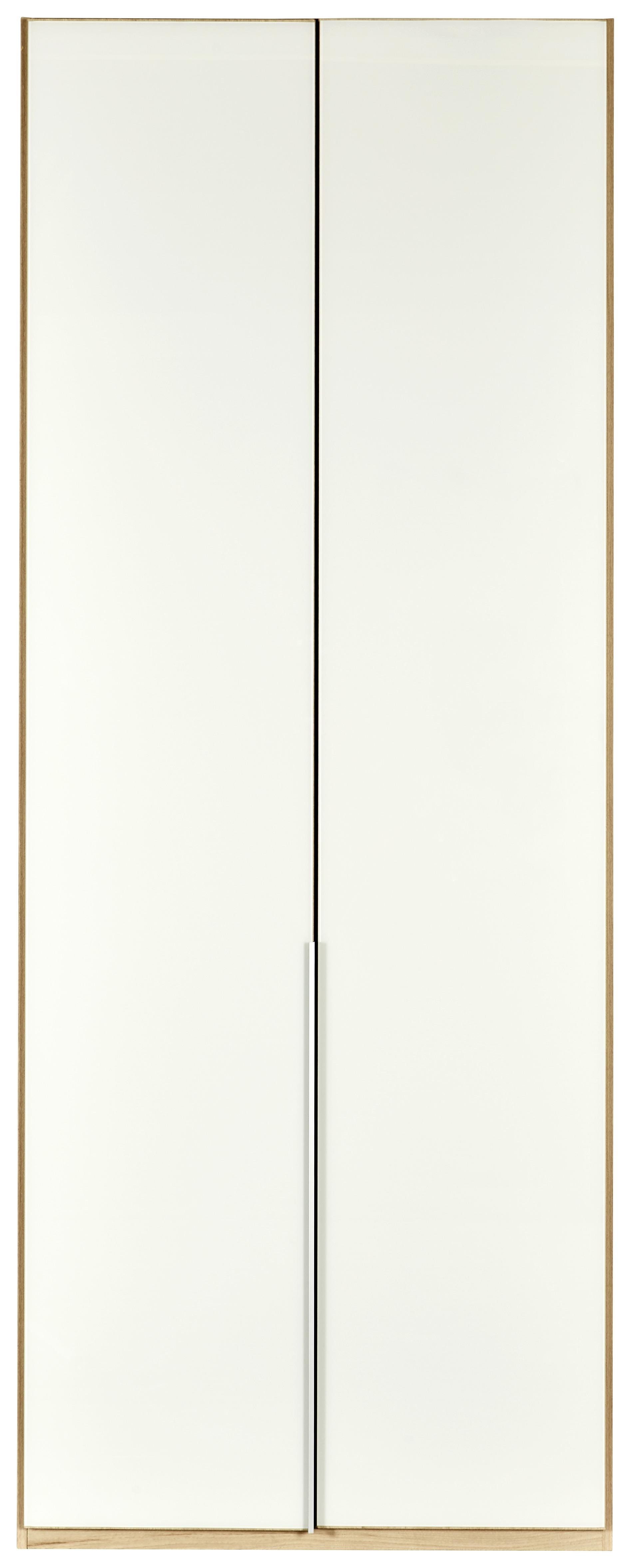 Drehtürenschrank in Weißglas - Eichefarben/Alufarben, KONVENTIONELL, Holzwerkstoff/Metall (90/236/58cm) - Premium Living