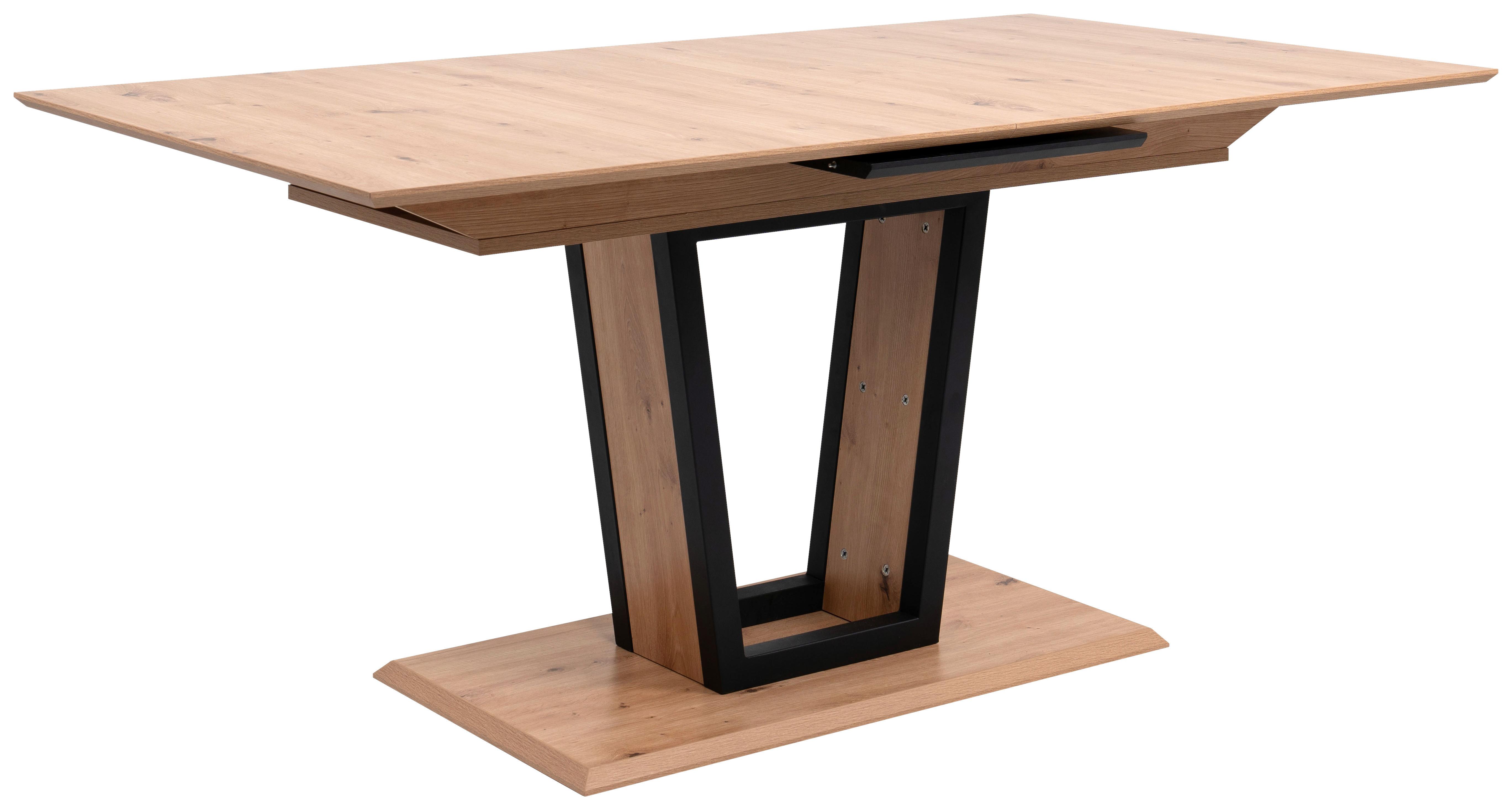 Raztegljiva Miza Soria, Barva Hrasta, Črna, 160-200x90 - črna/hrast artisan, Moderno, kovina/leseni material (160-200/90/76cm) - P & B