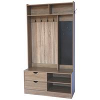 Előszobafal Savanna - tölgyfa színű/fekete, Konventionell, faalapú anyag/fém (98/180/40cm)