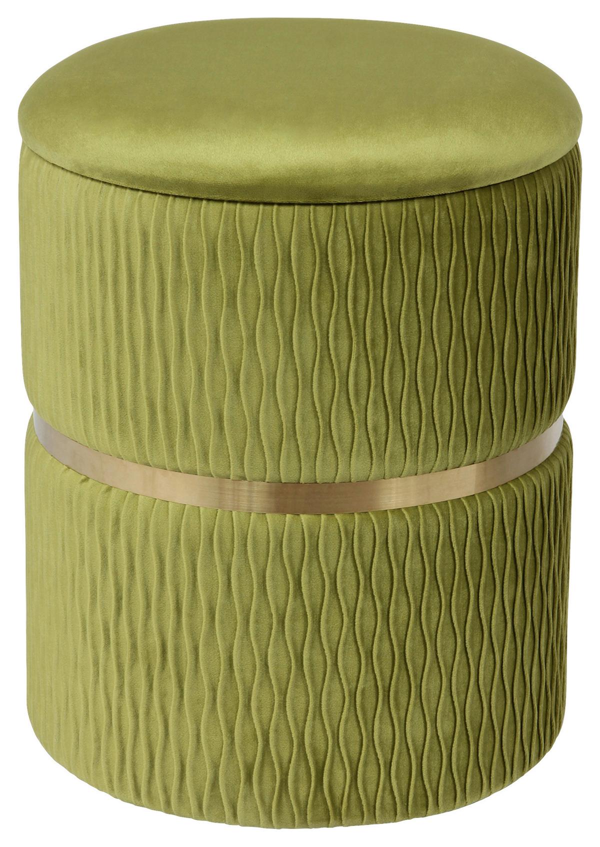 Hockerset Zora 425 - Goldfarben/Hellgrün, Design, Textil/Metall (31,5/36/38/44/31,5/36cm) - Kayoom