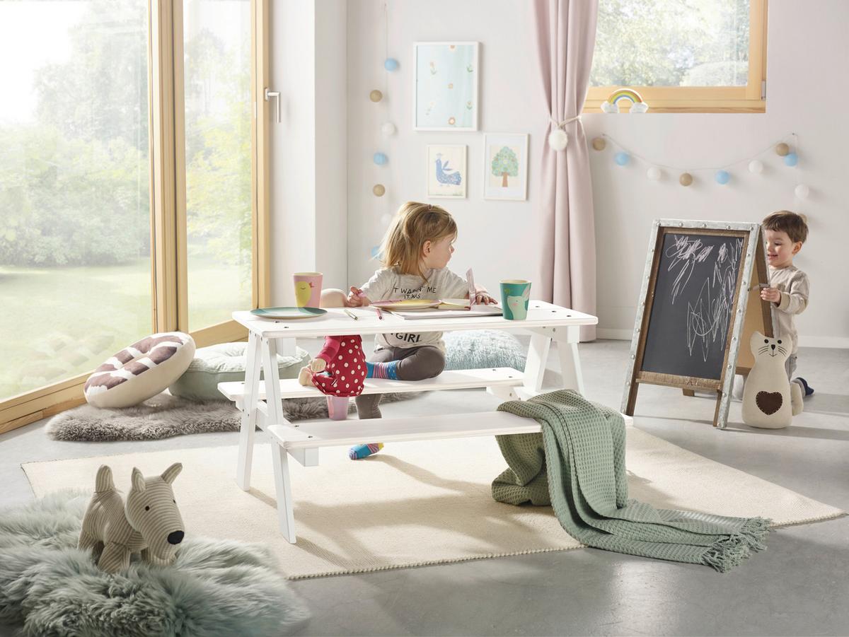 Kindertisch aus Kiefer in Weiss - Weiss, Konventionell, Holz (90/50/82cm) - Zandiara
