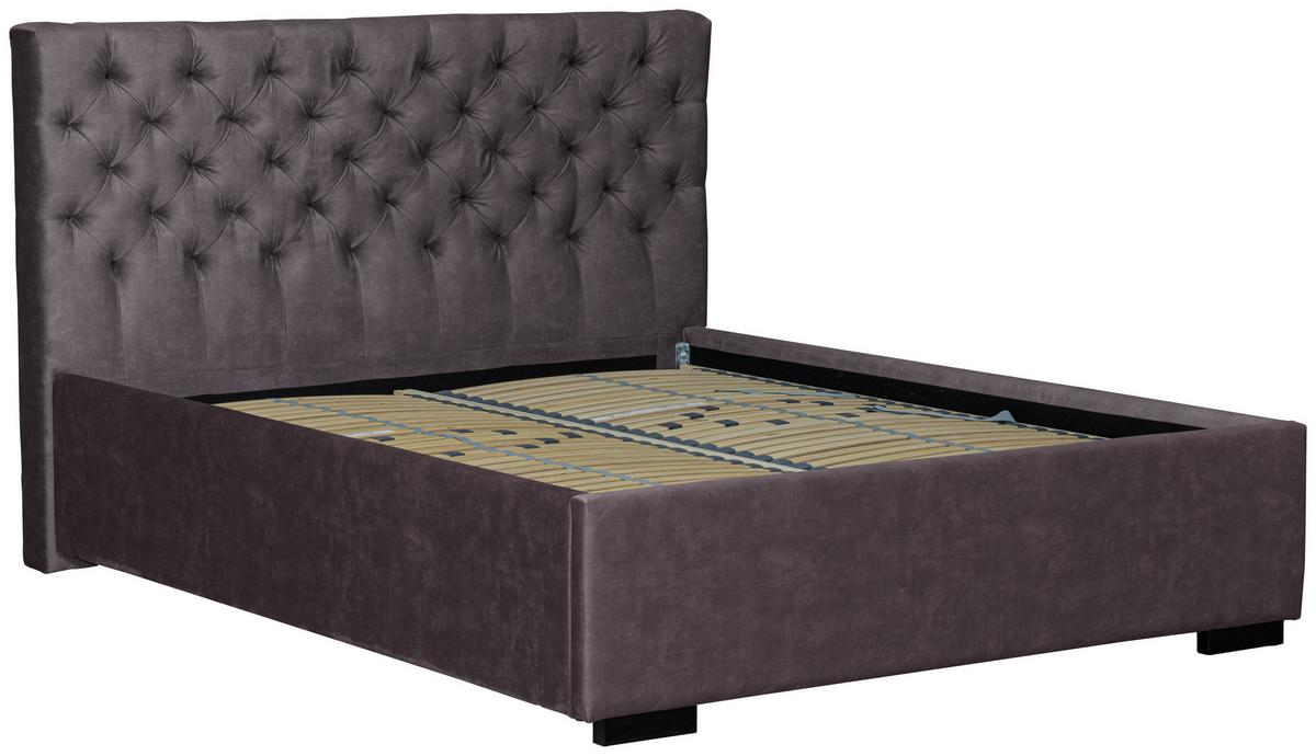 Oblazinjena Postelja Miami Storage, 180x200, Antracit - črna/antracit, Design, tekstil/les (180/200cm) - Modern Living