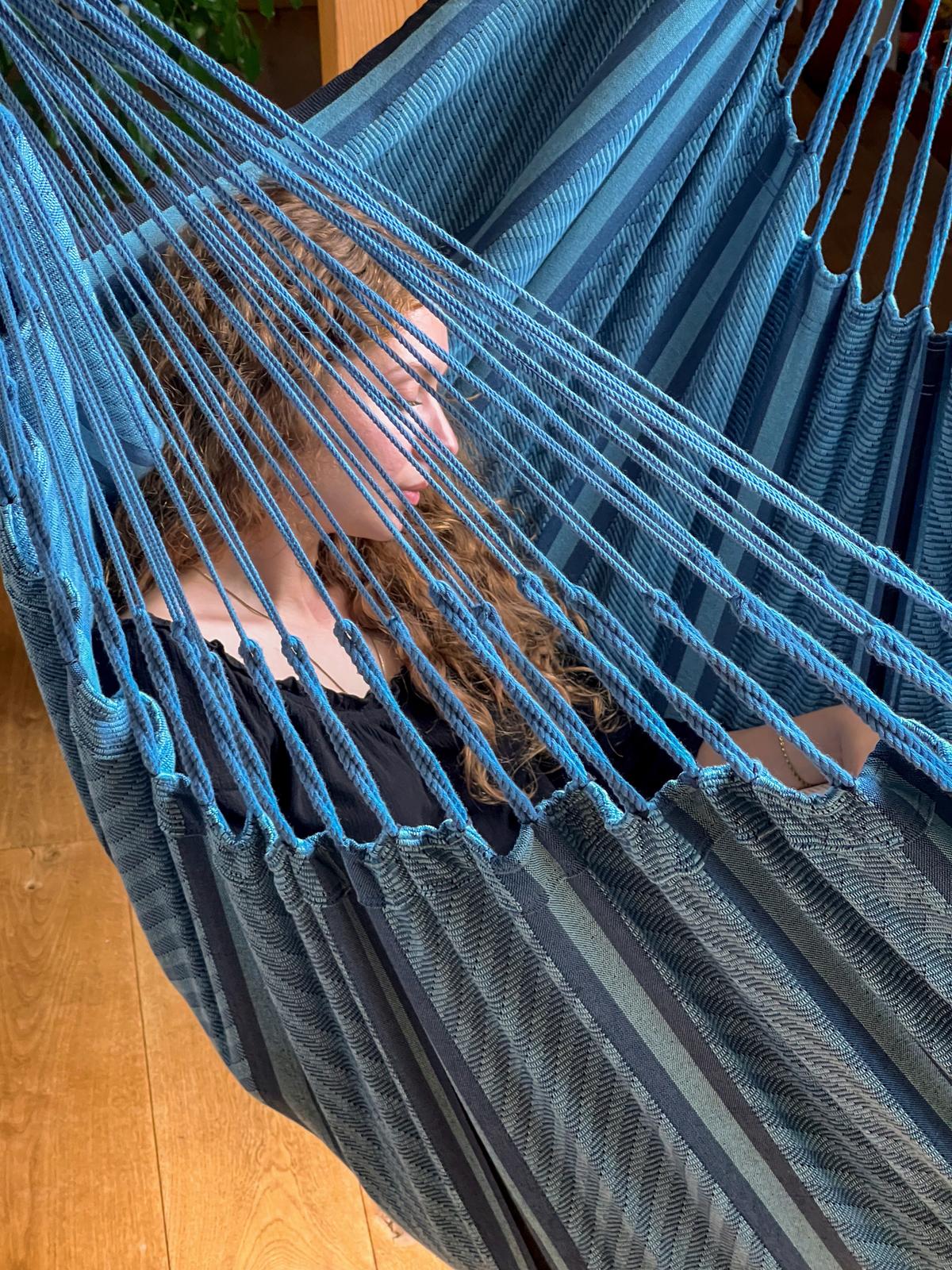 Hängesessel Comfort Hammock Chair Blau - Blau/Dunkelblau, KONVENTIONELL, Holz/Textil (110/180/115cm) - La Siesta