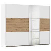 Omara Z Drsnimi Vrati Foster, Bela, Hrast, Ogledalo, 261 Cm - bela/barve aluminija, Konvencionalno, kovina/leseni material (261/210/59cm)