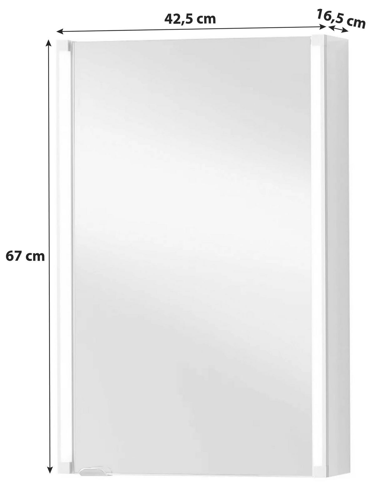 Spiegel "LED-Line" , weiß - Alufarben/Weiß, MODERN, Glas/Holzwerkstoff (42,5/67/16,5cm) - MID.YOU