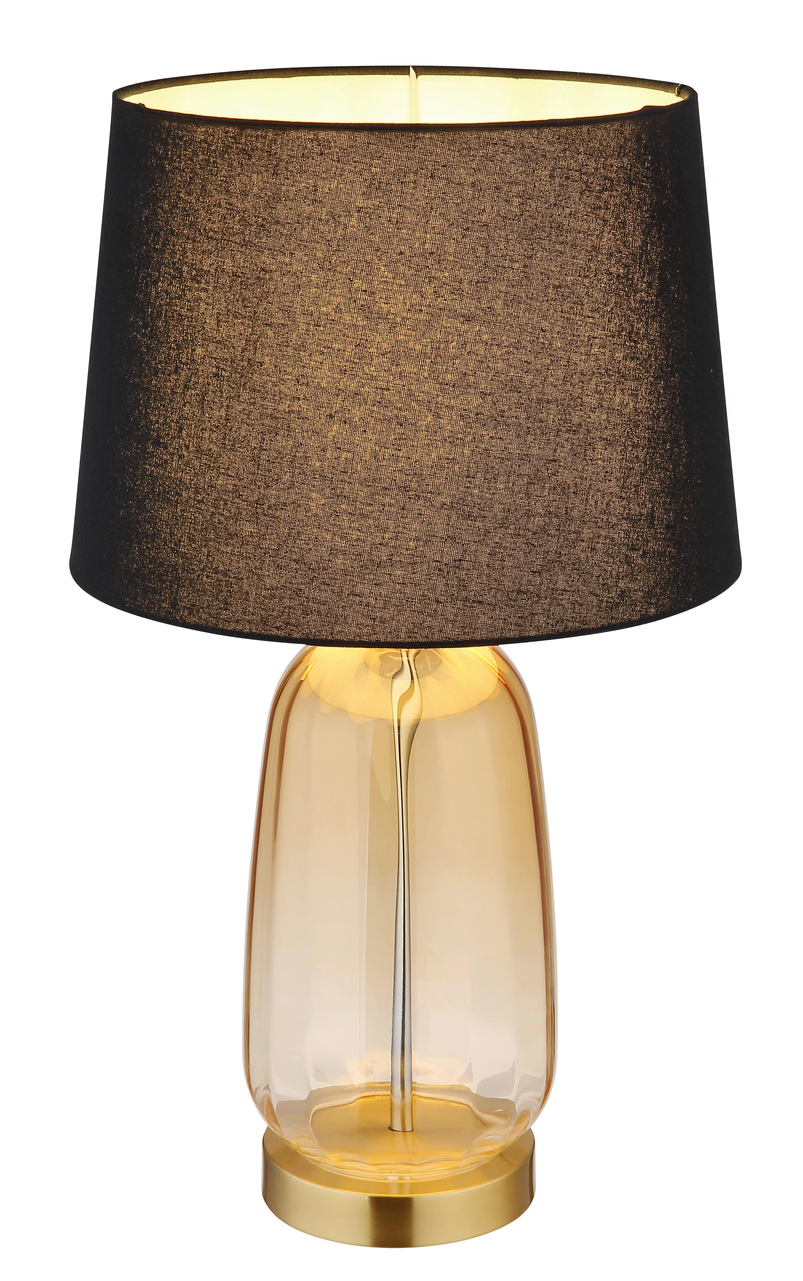 TISCHLEUCHTE 24142S - Klar/Messingfarben, Konventionell, Glas/Textil (30/52cm) - Globo