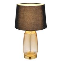 Tischleuchte Classy Messingfarben max. 40 Watt - Klar/Messingfarben, KONVENTIONELL, Glas/Textil (30/52cm) - Globo