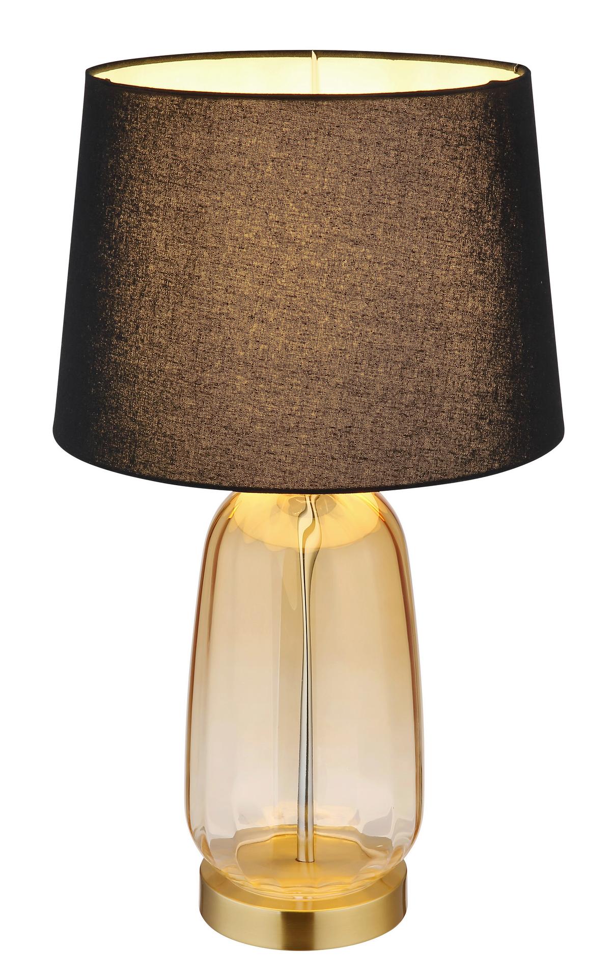 Tischleuchte Classy Messingfarben max. 40 Watt - Klar/Messingfarben, KONVENTIONELL, Glas/Textil (30/52cm) - Globo