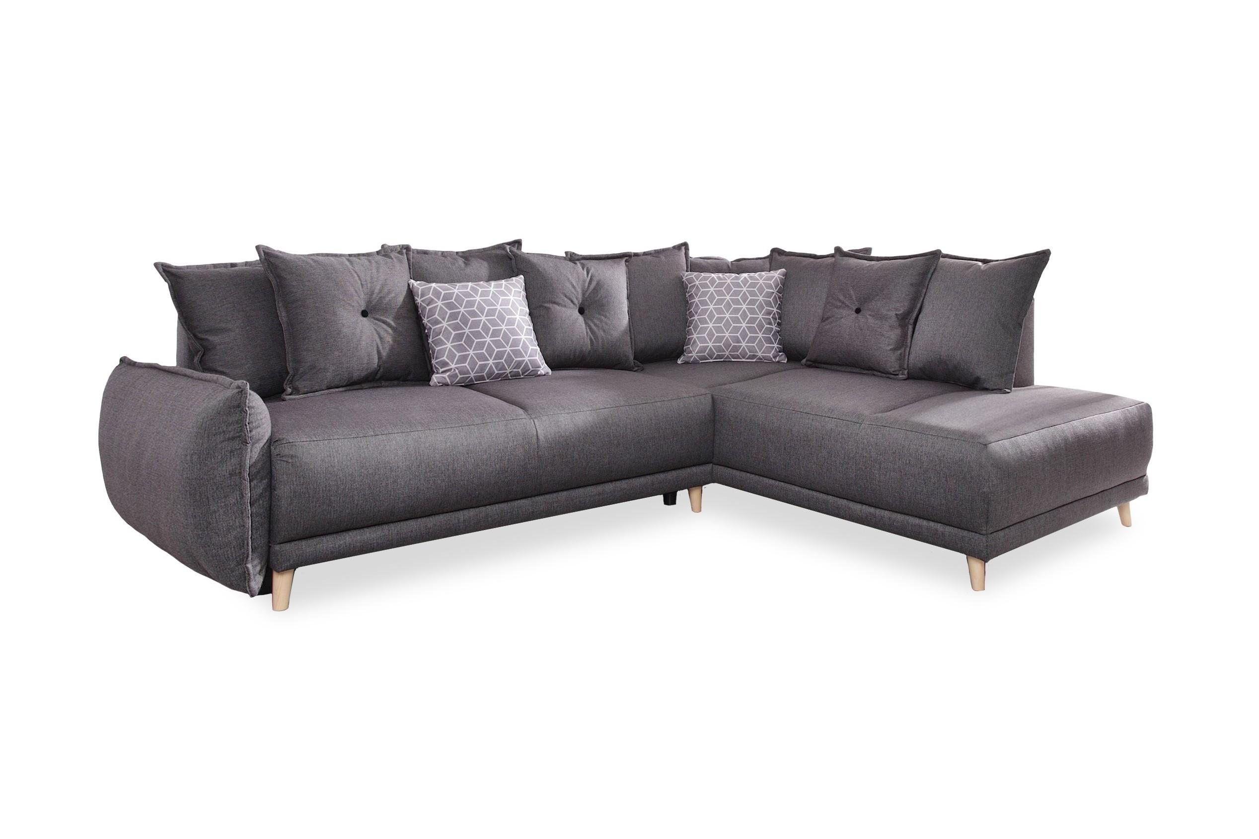 Eckschlafsofa in Dunkelgrau ´LAZY LUKKA´ - Dunkelgrau/Hellgrau, Basics, Holz/Textil (235/190cm) - MID.YOU