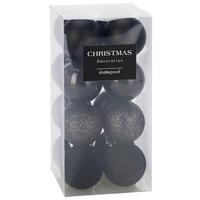 Christbaumkugel-Set Romy Schwarz 16-teilig - Schwarz, KONVENTIONELL, Kunststoff (5cm) - Mömax
