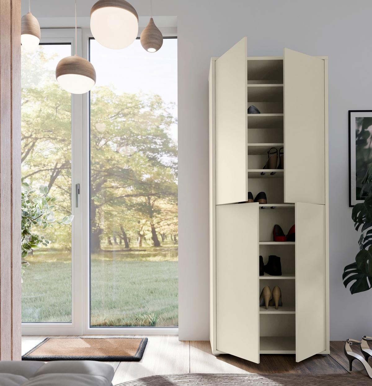 Dulap pentru pantofi ALICE SPRINGS - nisipiu, Modern, material pe bază de lemn (74,5/191,9/34,9cm) - Modern Living