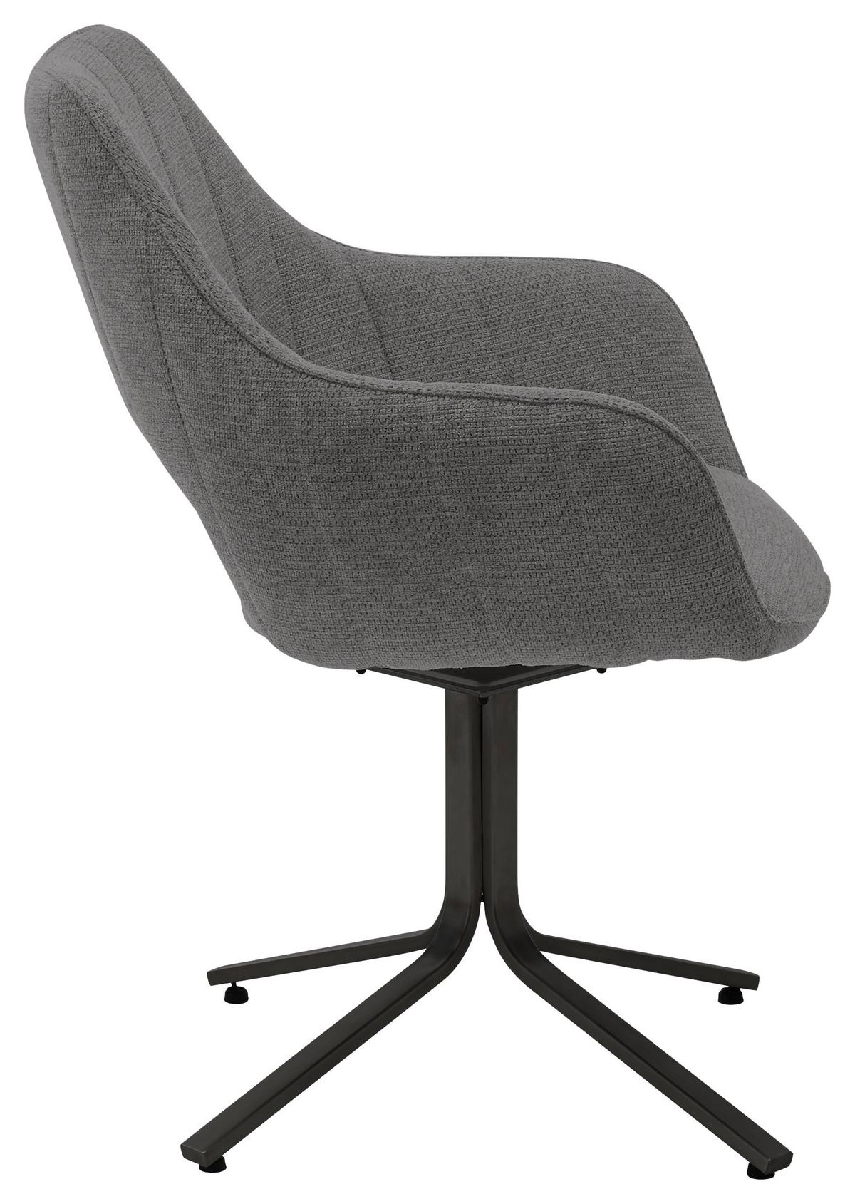 Armlehnstuhl Bacares in Anthrazit - Anthrazit/Schwarz, MODERN, Textil/Metall (62/88/63cm) - Premium Living
