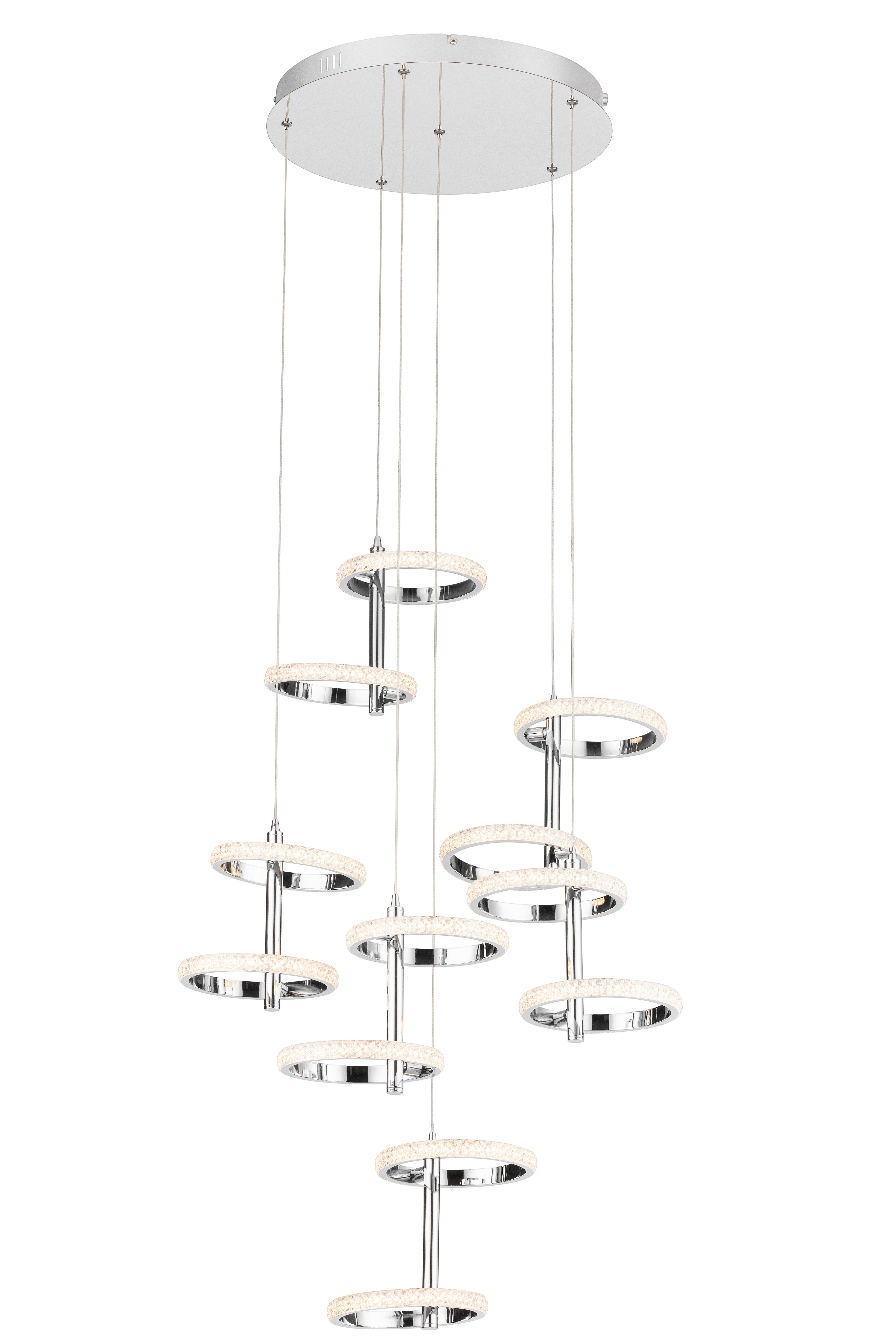LED-Hängeleuchte Rong Chromfarben max. 40 Watt - Chromfarben, MODERN, Kunststoff/Metall (60/60/120cm)