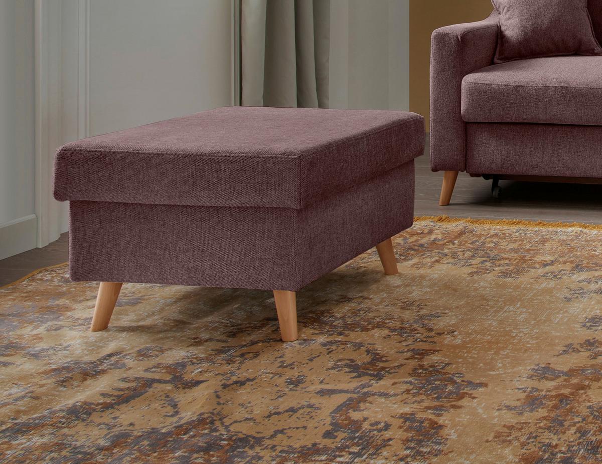 Hocker Valentina Bordeaux Struktur - Bordeaux/Naturfarben, KONVENTIONELL, Holz/Textil (61/43/61cm) - P & B