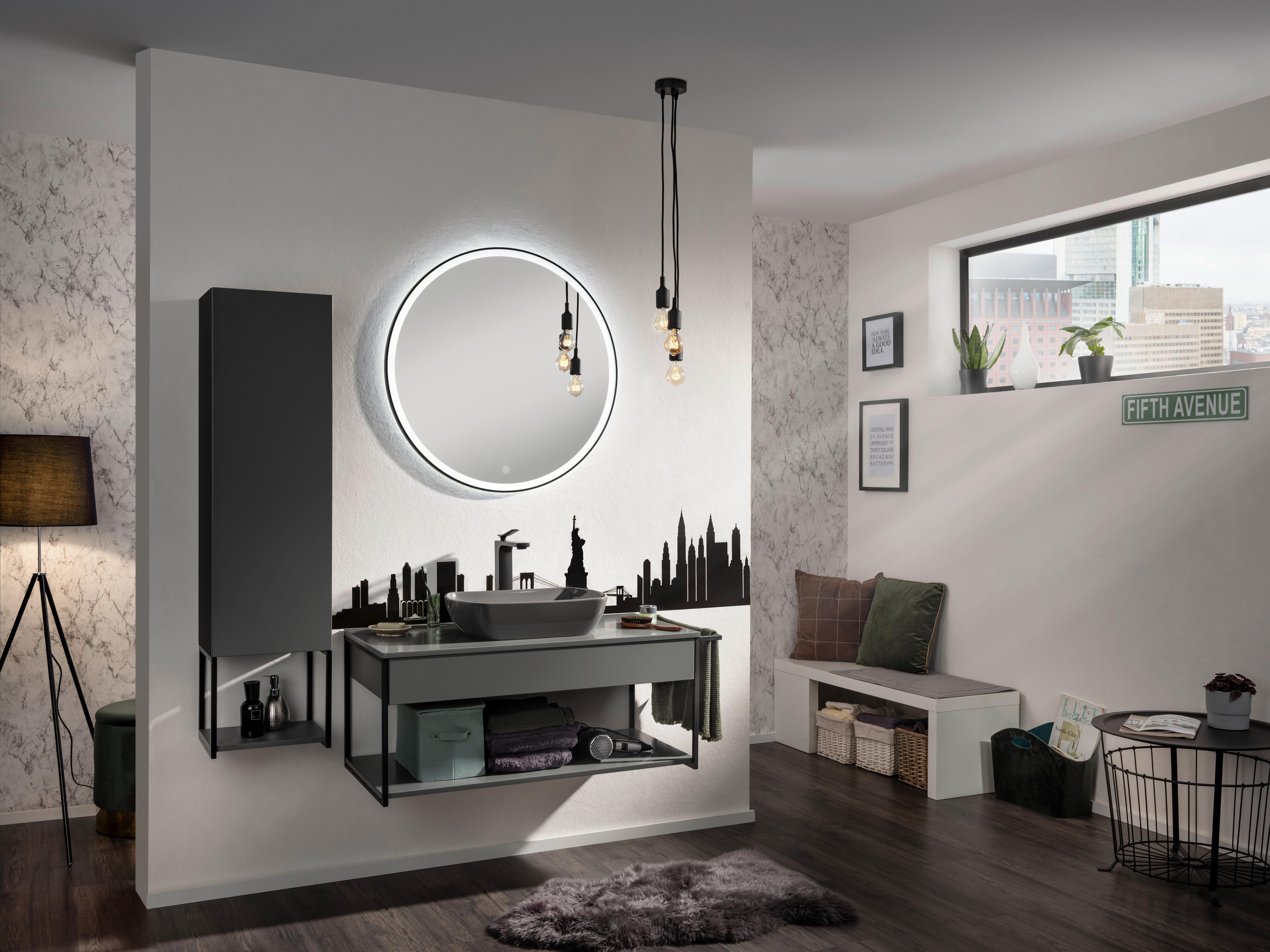 Aufsatzwaschbecken New York Grau Keramik ca. 50x13x32 cm - Grau, MODERN, Keramik (50/12,5/31,5cm) - MID.YOU