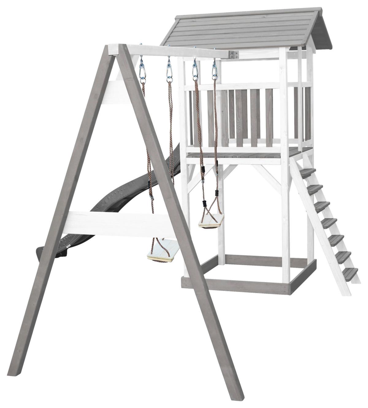 SPIELTURM A025.122.82 - Weiß/Grau, KONVENTIONELL, Holz/Kunststoff (356,6/241,9/349cm) - Ambia Garden