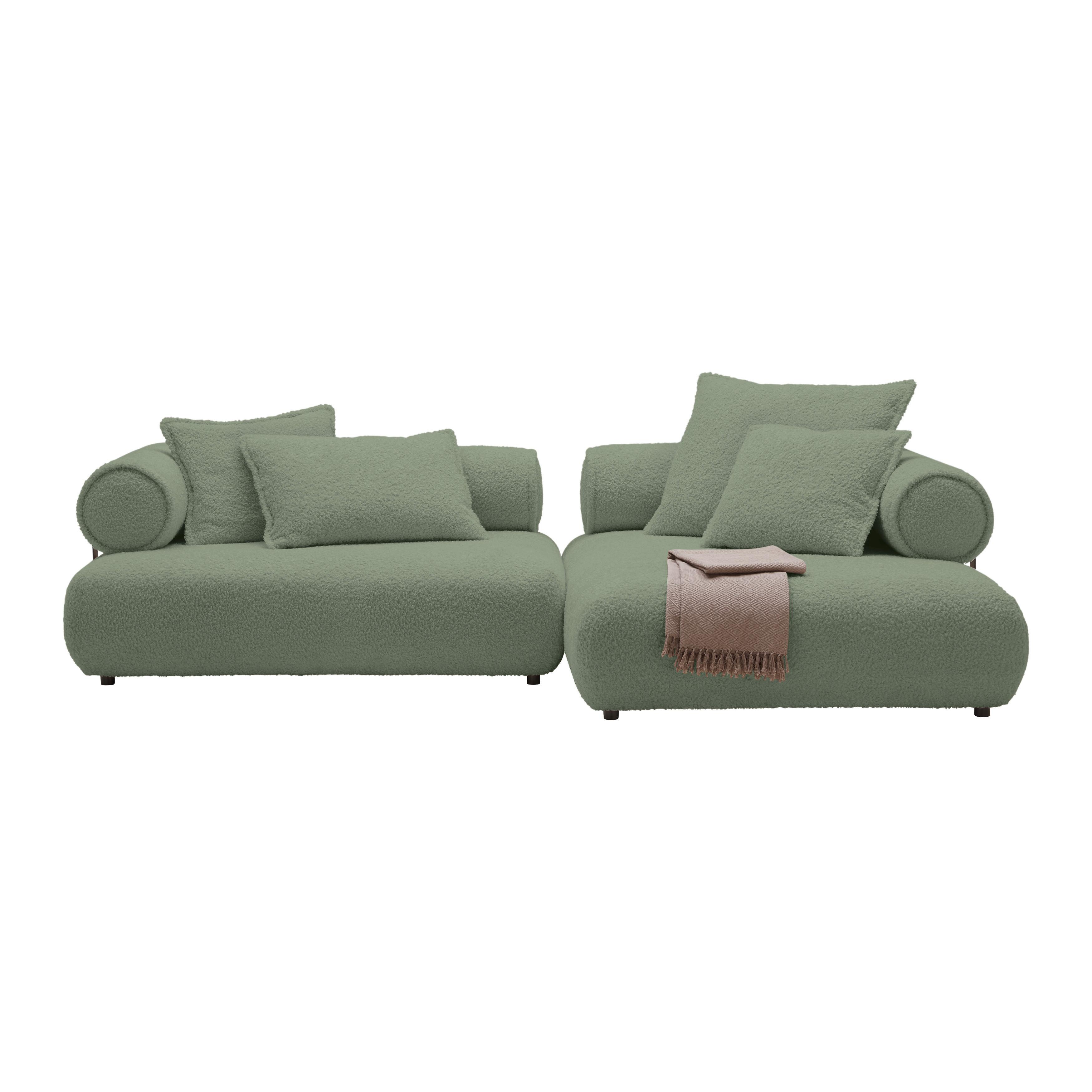 Wohnlandschaft Casimir Mintgrün - Schwarz/Mintgrün, LIFESTYLE, Kunststoff/Textil (310/180cm) - Premium Living
