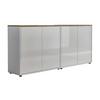 Sideboard Mailand Set 2 Weiß/Eiche - Weiß Hochglanz/Schwarz, MODERN, Holzwerkstoff/Kunststoff (158/73/33cm) - MID.YOU
