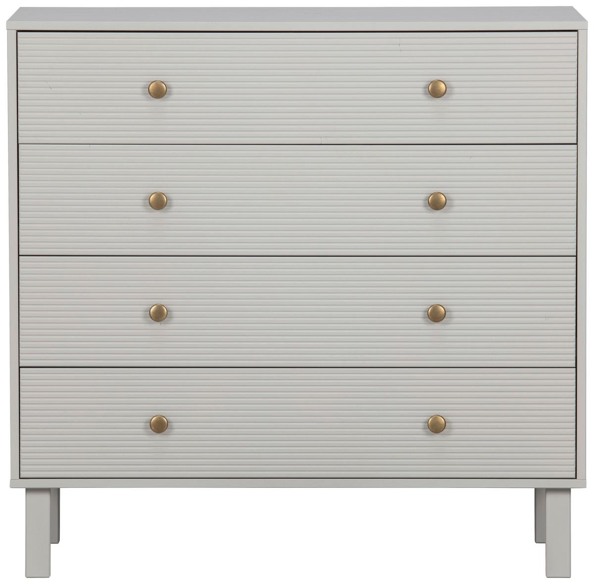 Kommode Madu Hellgrau B: 94cm - Goldfarben/Hellgrau, Design, Holz/Metall (94/91/52cm) - Livetastic