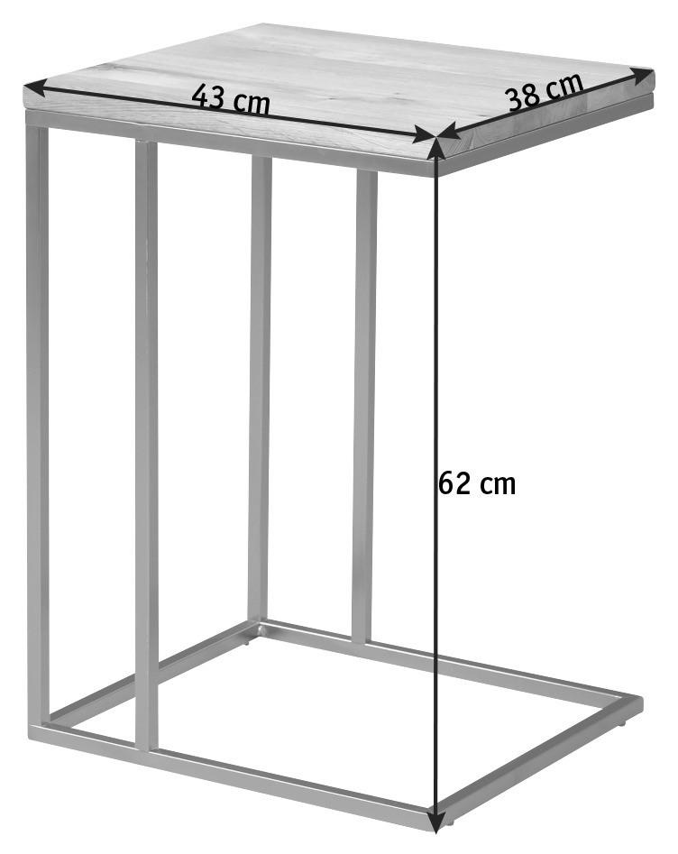 STOLIK BOCZNY FINN - kolor dębowy/kolor stalowy, Design, metal/drewno (38/43/62cm)