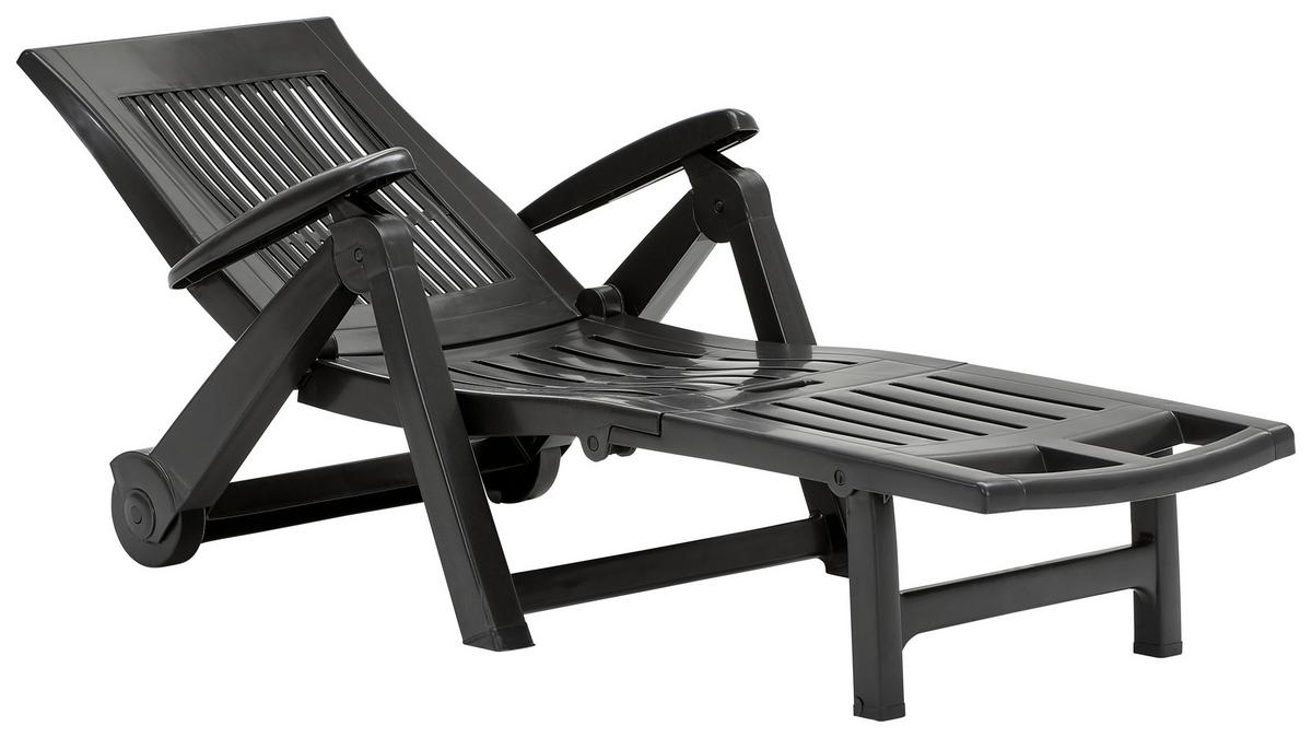 LEŻAK OGRODOWY ZIRCONE - antracytowy, Basics, tworzywo sztuczne (195/72/101cm) - Ambia Garden