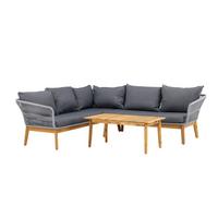 Loungegarnitur Chania ca. 210x160 Dunkelgrau - Dunkelgrau/Grau, KONVENTIONELL, Holz/Kunststoff (210/160cm) - Gardenson