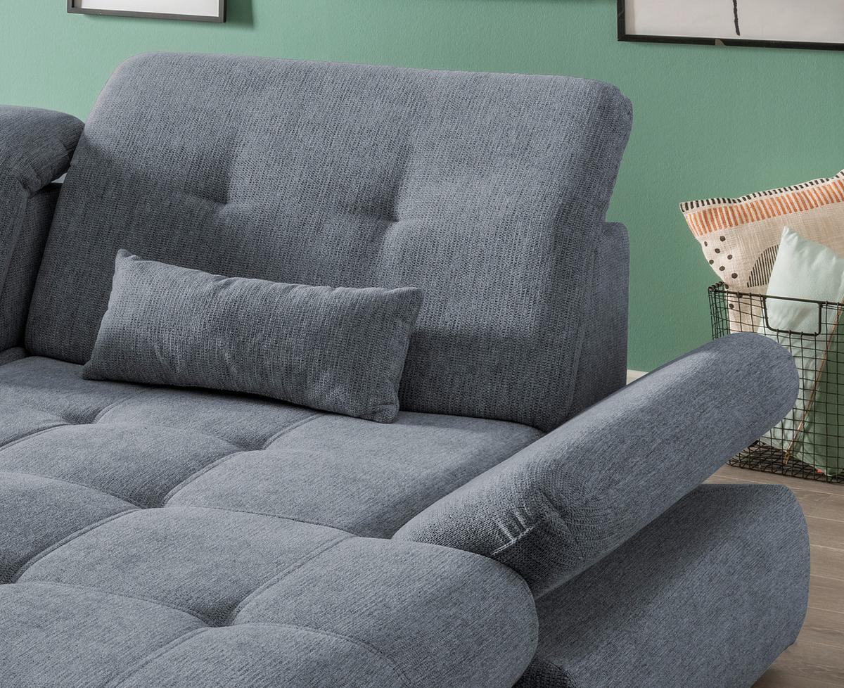Wohnlandschaft Dalida Hellblau Chenille - Chromfarben/Hellblau, Design, Textil/Metall (300/196cm) - Livetastic