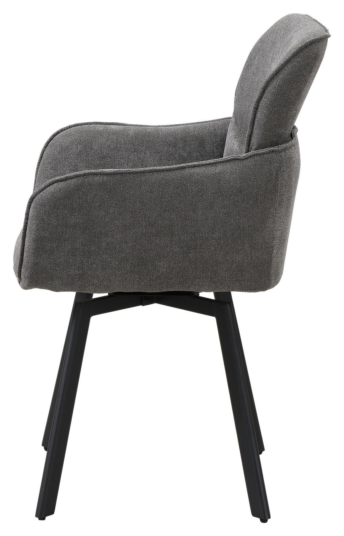 STUHL-SET RICO - Dunkelgrau/Schwarz, MODERN, Textil/Metall (61/90/63cm) - MID.YOU