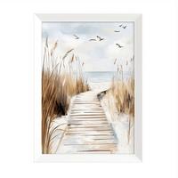 Druckgrafik Coastal Path Multicolor/Weiß ca. 75x56cm - Multicolor/Weiß, Basics, Holz/Papier (75/56/3cm)
