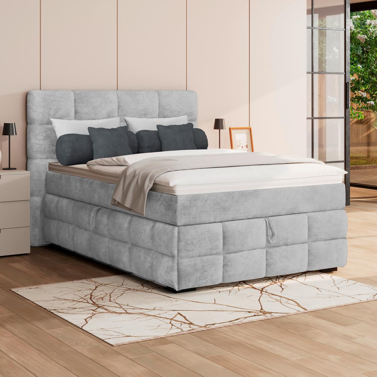 PAT BOX VEGA - gri deschis/alb, Trend, lemn/textil (120/200cm) - Modern Living