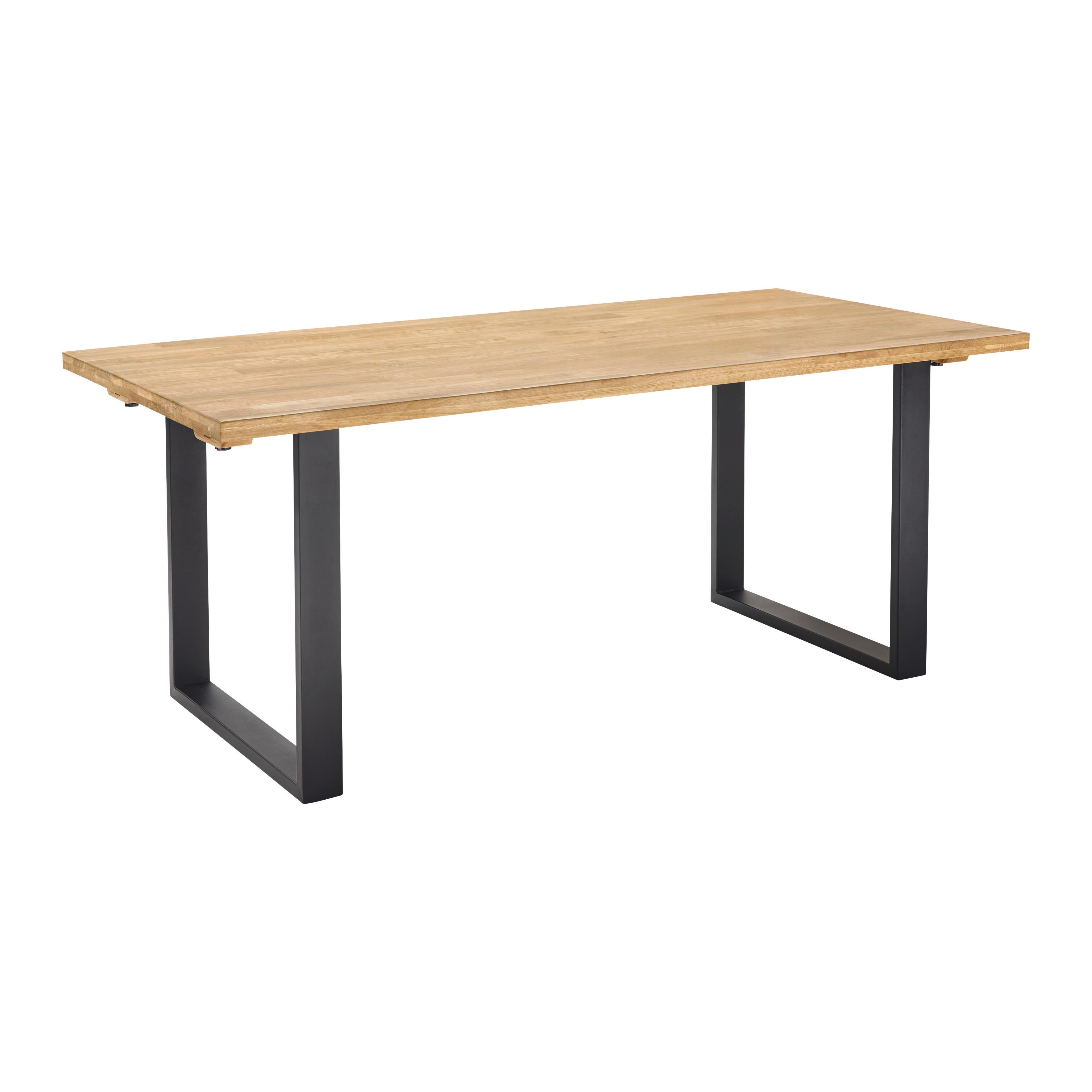 Raztegljiva Jedilna Miza Adamo, Barva Hrasta - črna/barve hrasta, Moderno, kovina/les (180-220/90/76cm) - Bessagi Home