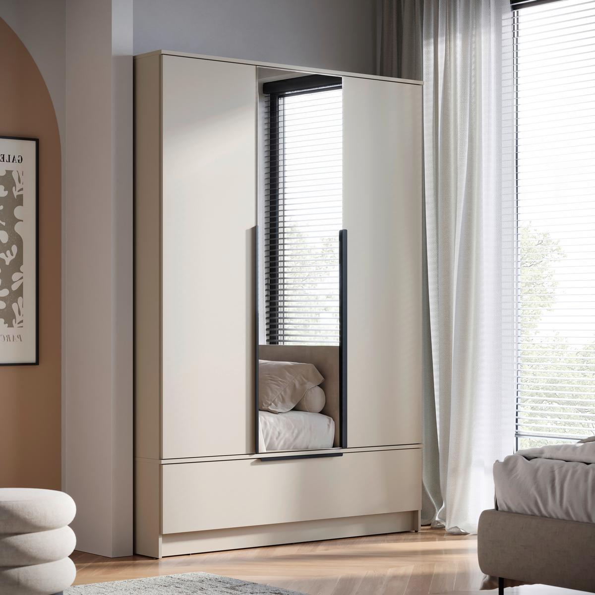 Omara Za Oblačila Spirit, Bež, Kašmir - kašmir/črna, Konvencionalno, kovina/leseni material (134,5/192,9/51cm) - P & B