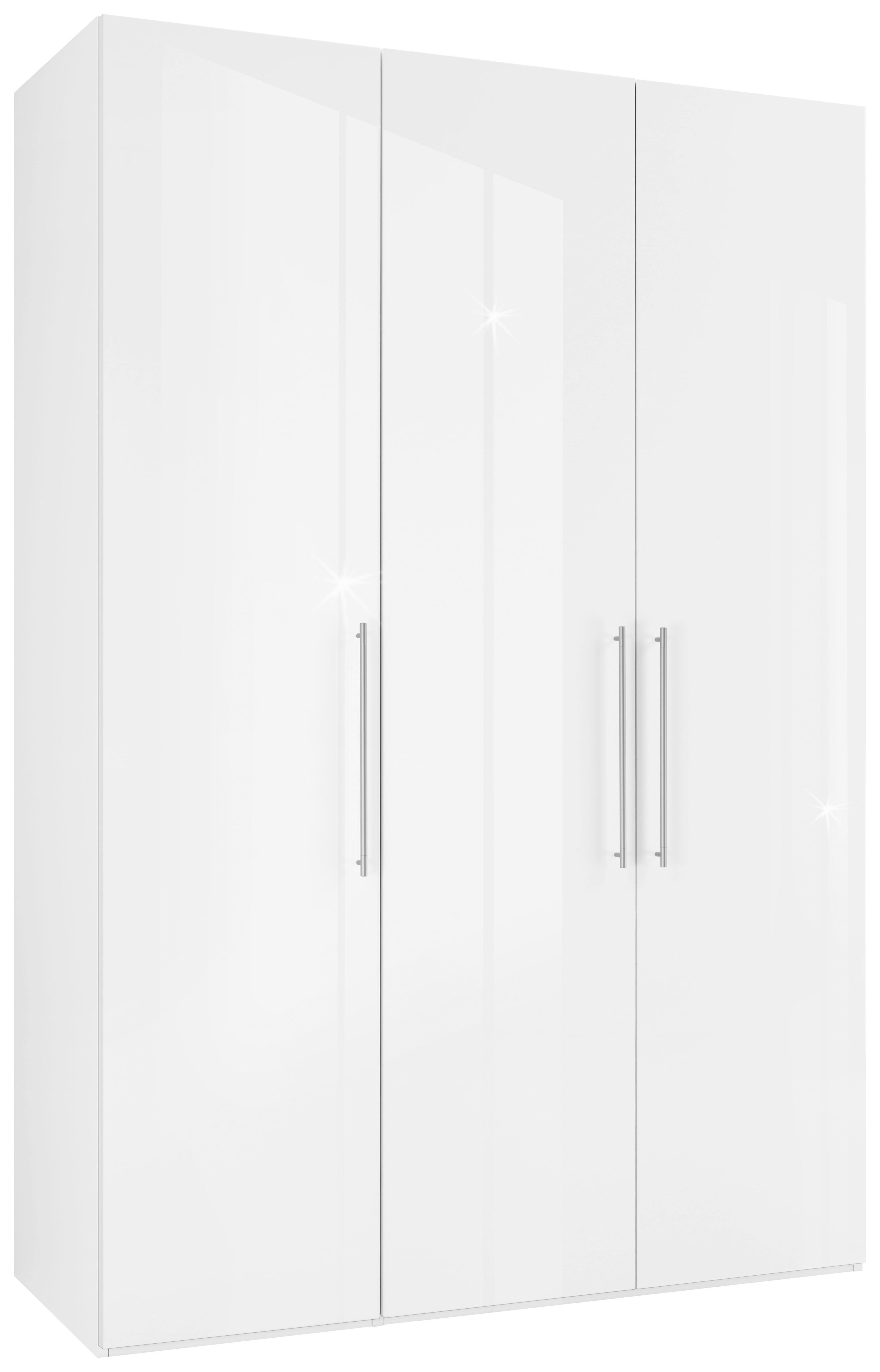 Drehtürenschrank Glossy in Weiß/Weiß Hochglanz - Chromfarben/Weiß, MODERN, Holzwerkstoff/Metall (147/219/60cm) - Mömax