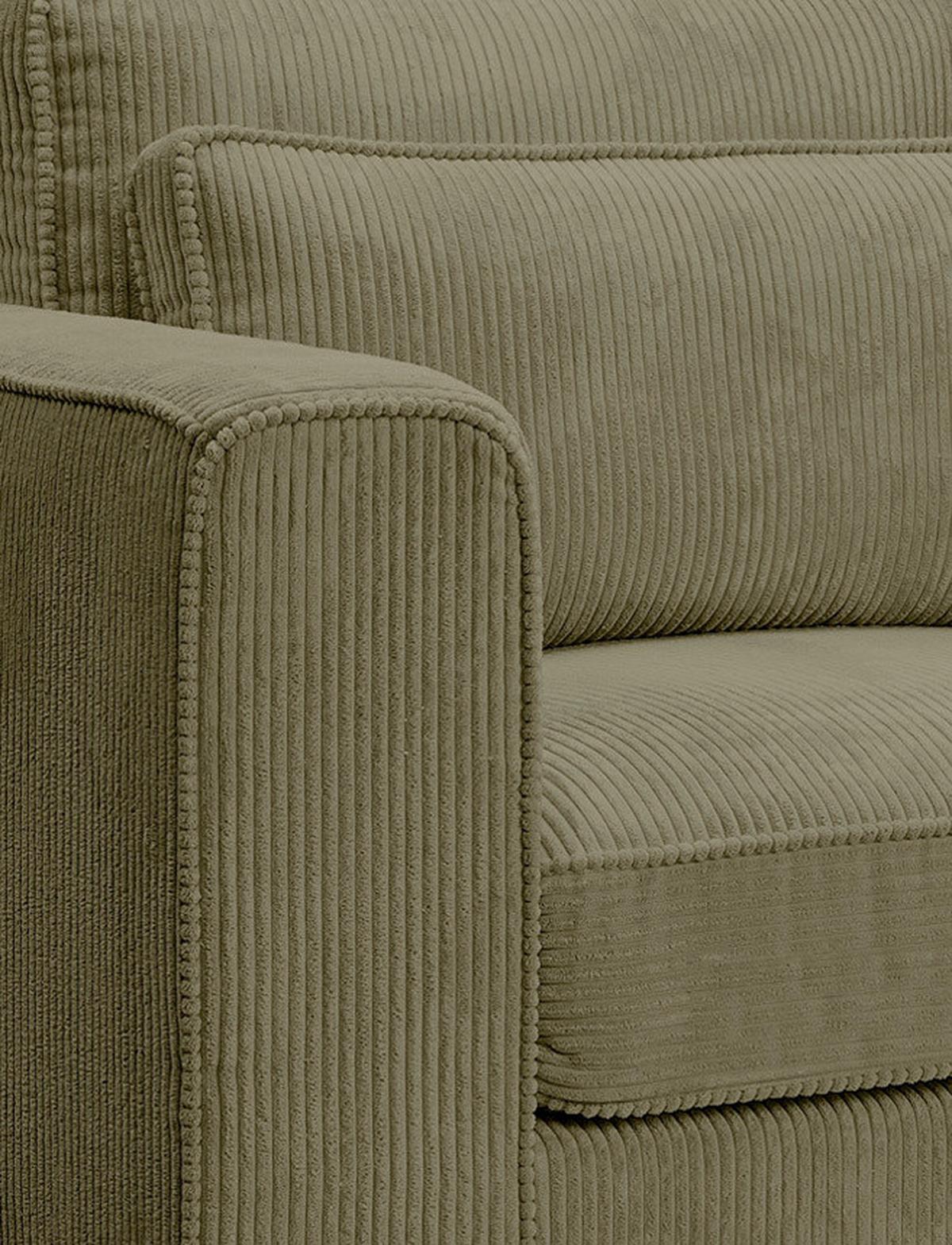 3-Sitzer-Sofa Almera Khaki - Khaki/Schwarz, Basics, Holz/Textil (241/92/112cm) - MID.YOU