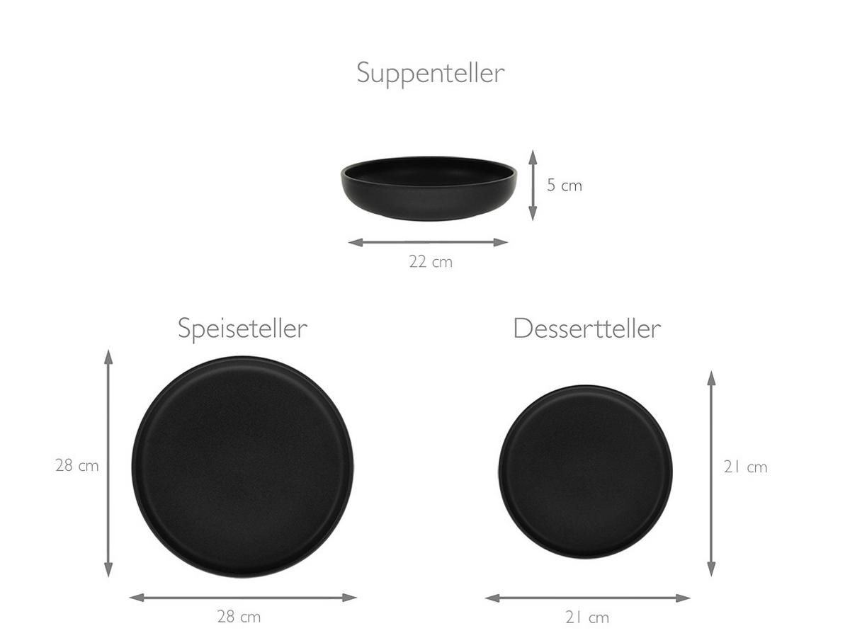 ZASTAWA STOŁOWA UNO BLACK - czarny, Design, ceramika (36,5/36,5/34,5cm) - Creatable