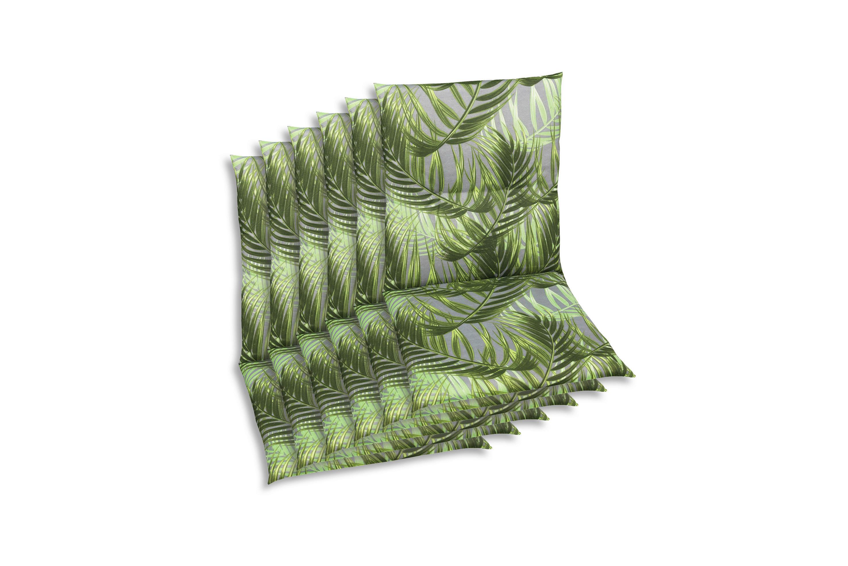 Sesselauflagenset Palmy Grau/Grün, 6-teilig - Grau/Grün, KONVENTIONELL, Textil (48/5/98cm)