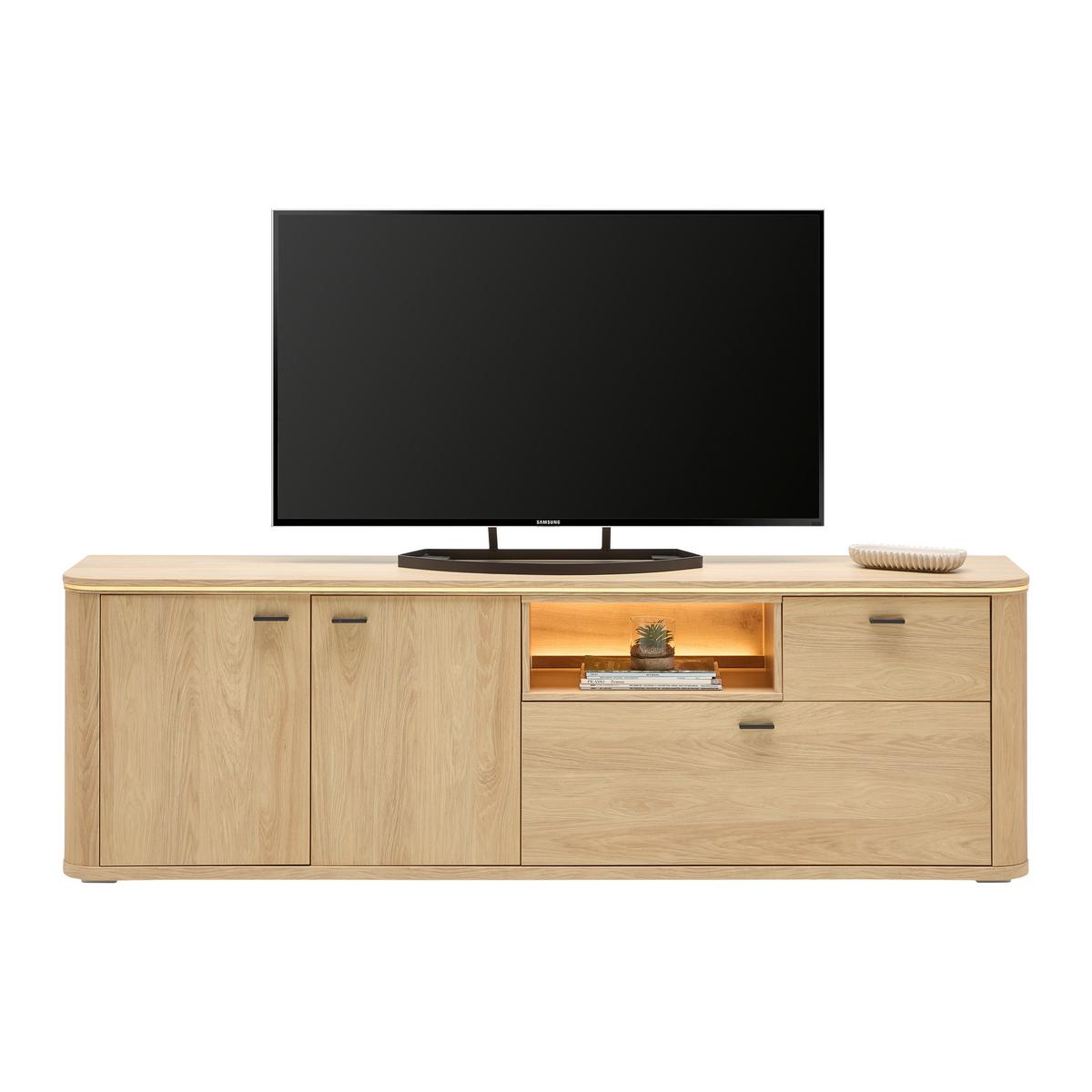 TV-Element Lagos Eichefarben - Eichefarben/Anthrazit, Modern, Holzwerkstoff/Kunststoff (210,2/65/42,5cm) - Premium Living