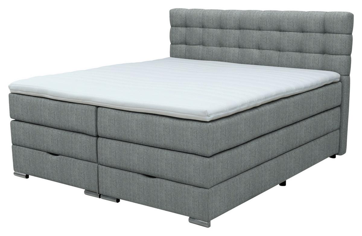 Boxspringbett London Dunkelgrau ca. 160x200cm - Chromfarben/Dunkelgrau, MODERN, Holz/Holzwerkstoff (160/200cm) - Premium Living