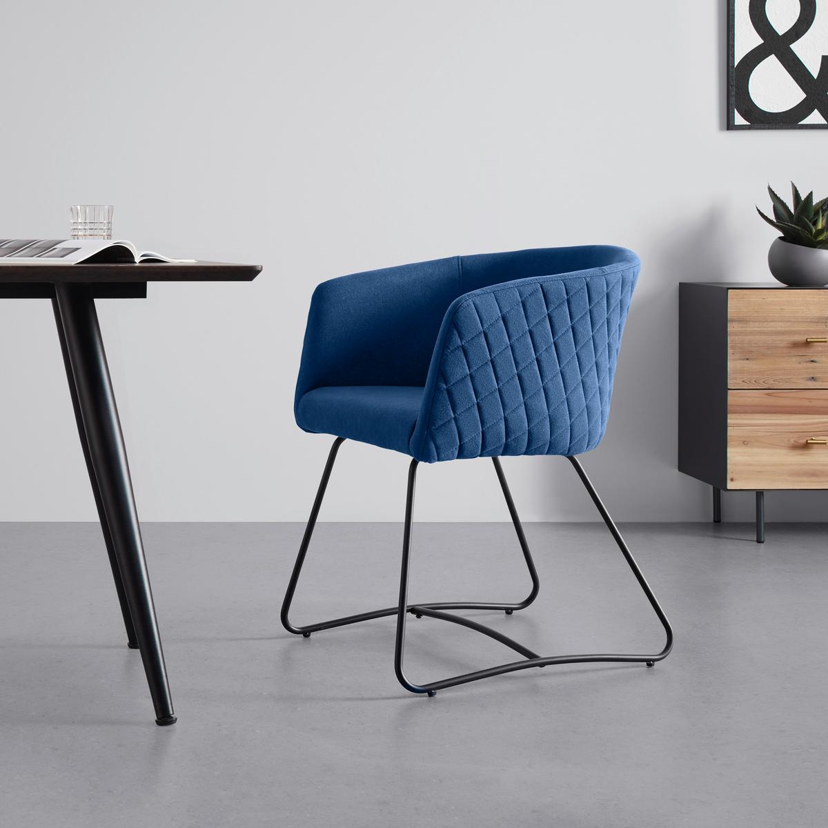 KRZESŁO Z PODŁOKIETNIKAMI IVA - niebieski/czarny, Modern, metal/tkanina (55/76/57cm) - Bessagi Home