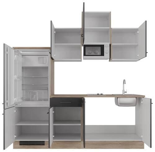 Kuhinjski Blok Capri, Črna, Hrast - črna/barve hrasta, Moderno, kovina/leseni material (210cm) - FlexWell