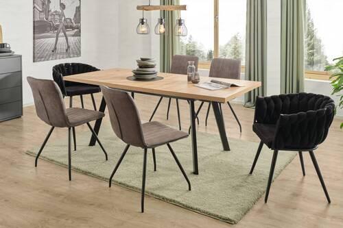 Ausziehtisch Dinner Eiche Artisan ca. 140-190x90x75cm - Eichefarben/Schwarz, MODERN, Holzwerkstoff/Metall (140-190/90/75cm) - Mömax